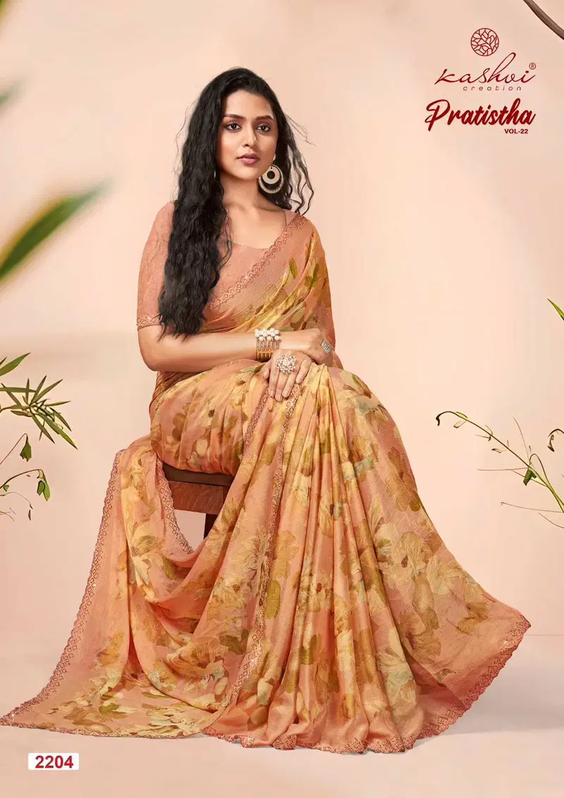 Pratistha Vol 22 By Kashvi Designer Brasso Sarees Suppliers In India